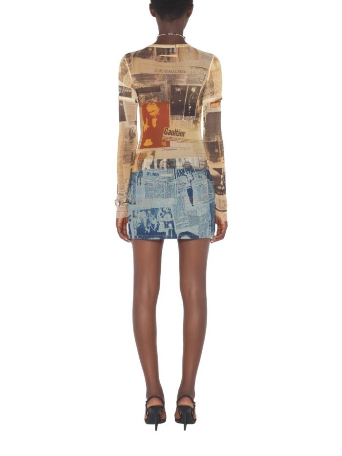 JEAN PAUL GAULTIER MINISKIRT WITH "NEWSPAPER" PRINT