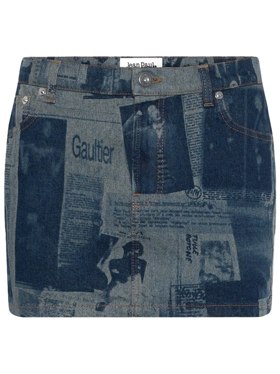 JEAN PAUL GAULTIER MINISKIRT WITH "NEWSPAPER" PRINT