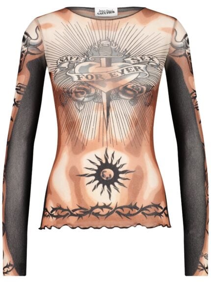 JEAN PAUL GAULTIER "SAFE SEX TATOO" PRINT TOP