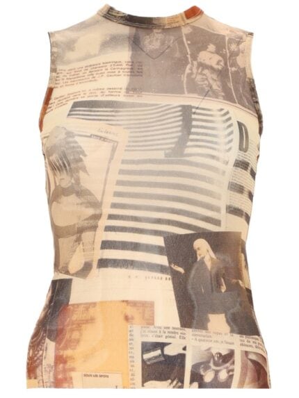JEAN PAUL GAULTIER TOP WITH "JOURNAL" PRINT
