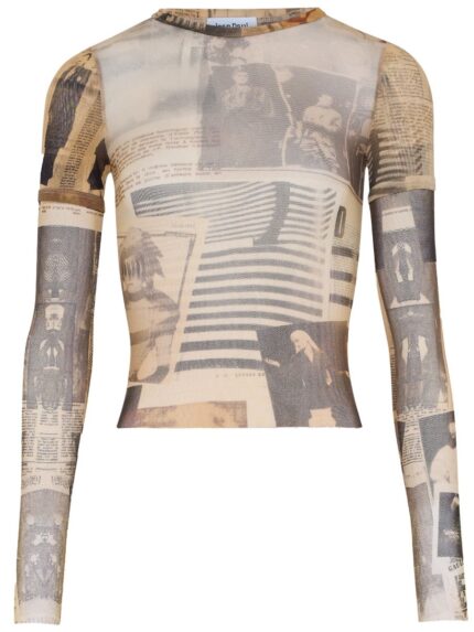 JEAN PAUL GAULTIER TOP WITH "JOURNAL" PRINT