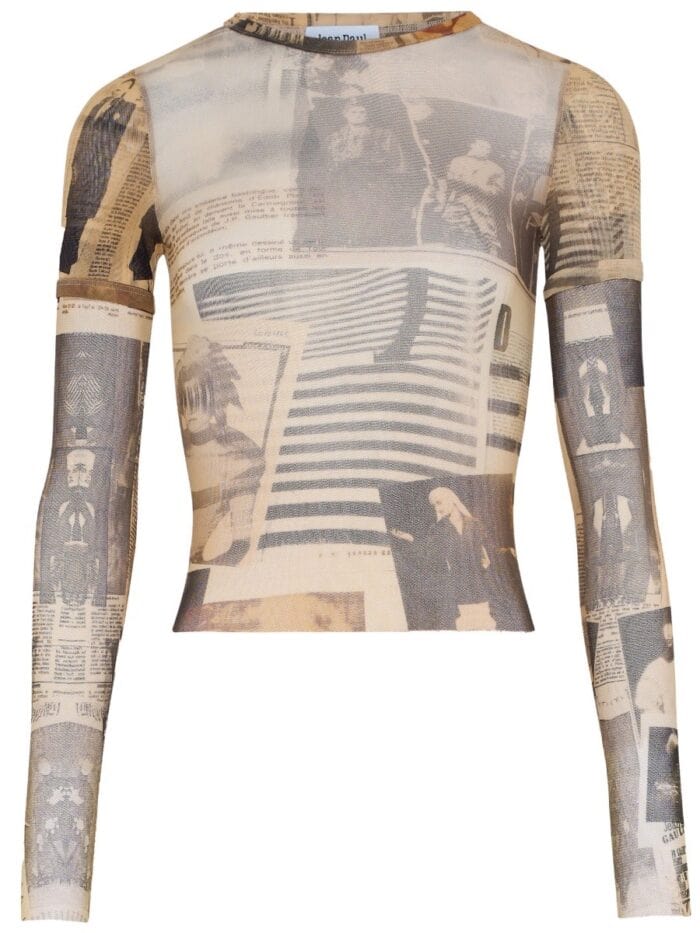 JEAN PAUL GAULTIER TOP WITH "JOURNAL" PRINT
