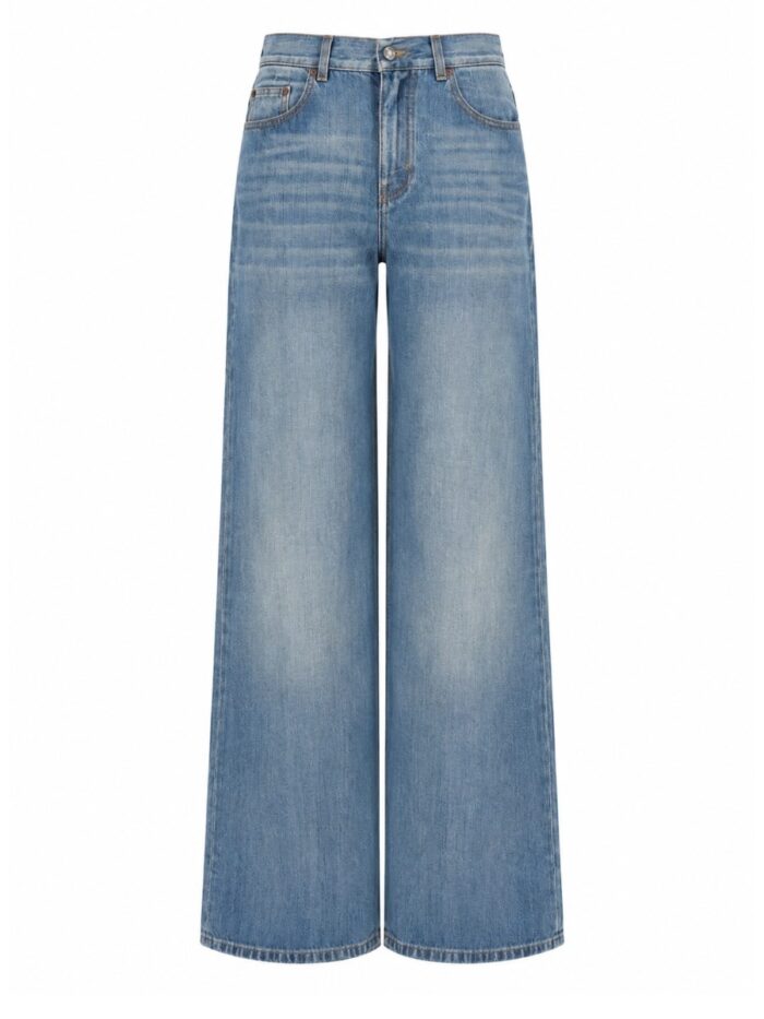 CHLOÉ Jeans A Gamba Ampia E Vita Alta In Denim