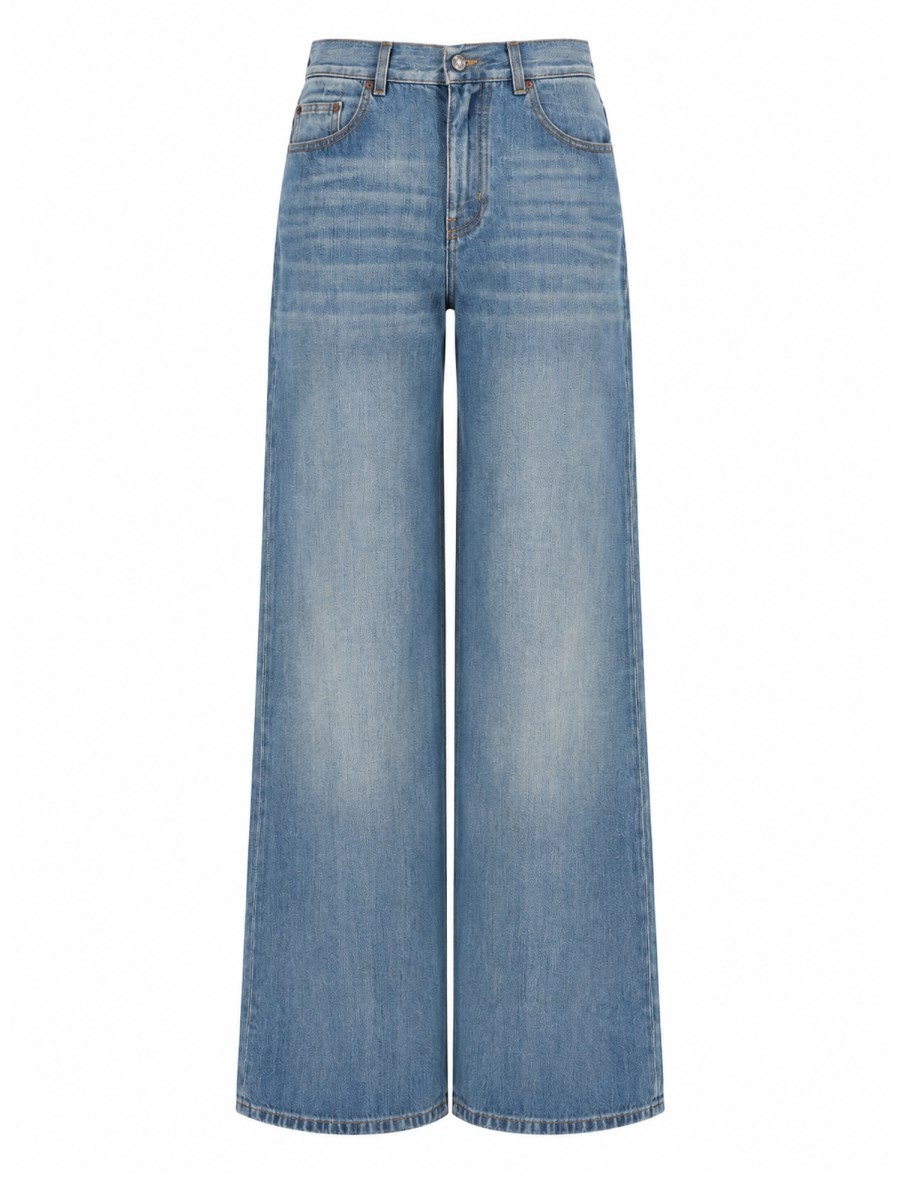 CHLOÉ Jeans A Gamba Ampia E Vita Alta In Denim
