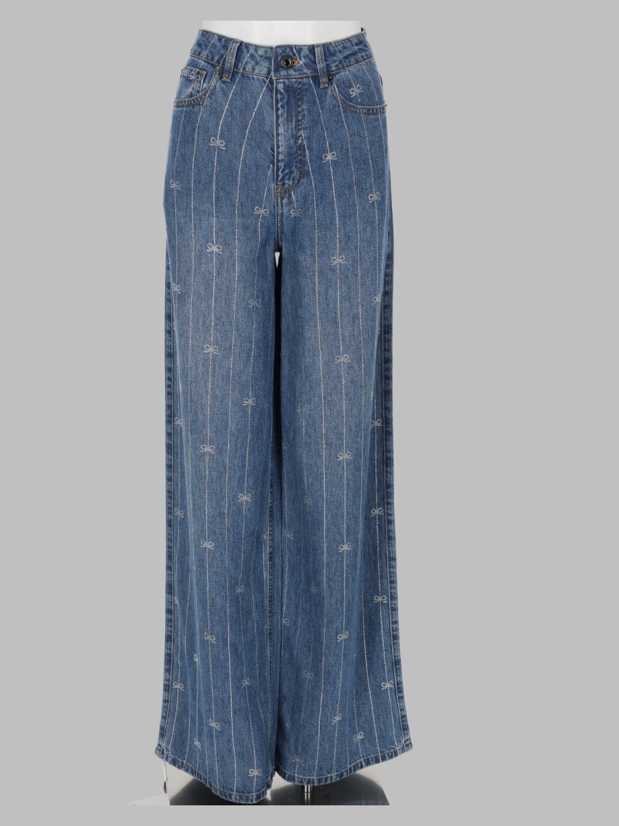 SELF-PORTRAIT Jeans In Denim Con Strass