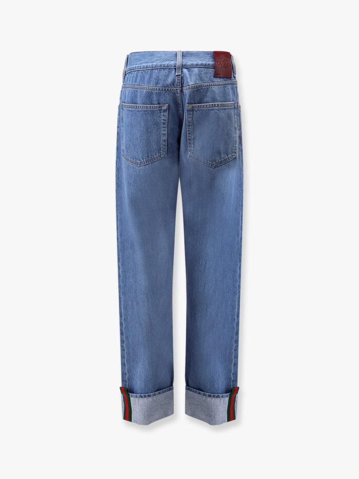 Jeans With Cuff And Gucci Web Detail