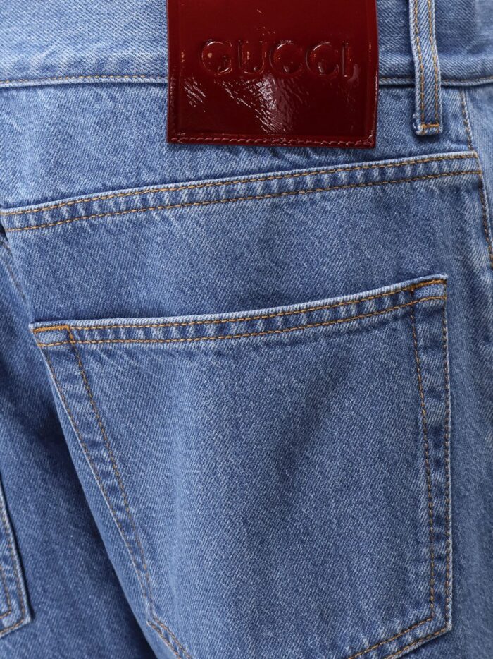 Jeans With Cuff And Gucci Web Detail