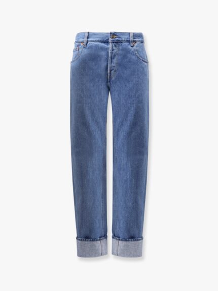 Jeans With Cuff And Gucci Web Detail