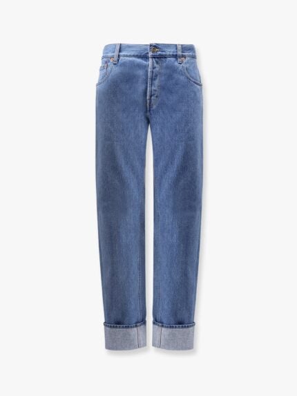 Jeans With Cuff And Gucci Web Detail