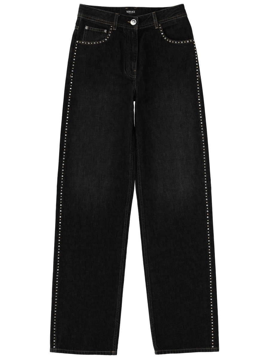 Versace Jeans With Studs And Crystals Decoration
