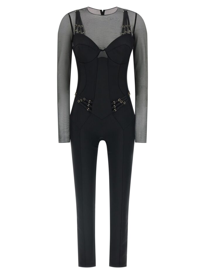elisabetta franchi jersey and tulle jumpsuit Elisabetta Franchi Jersey And Tulle Jumpsuit