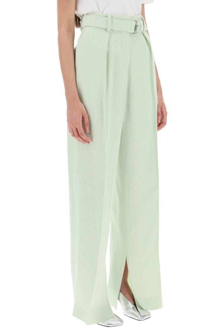 Jil Sander Belted Linen Blend Trousers