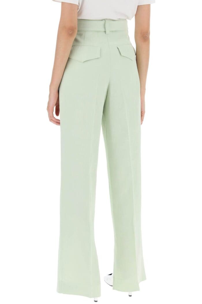 Jil Sander Belted Linen Blend Trousers