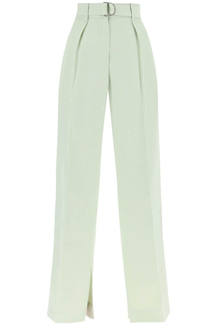 Jil Sander Belted Linen Blend Trousers