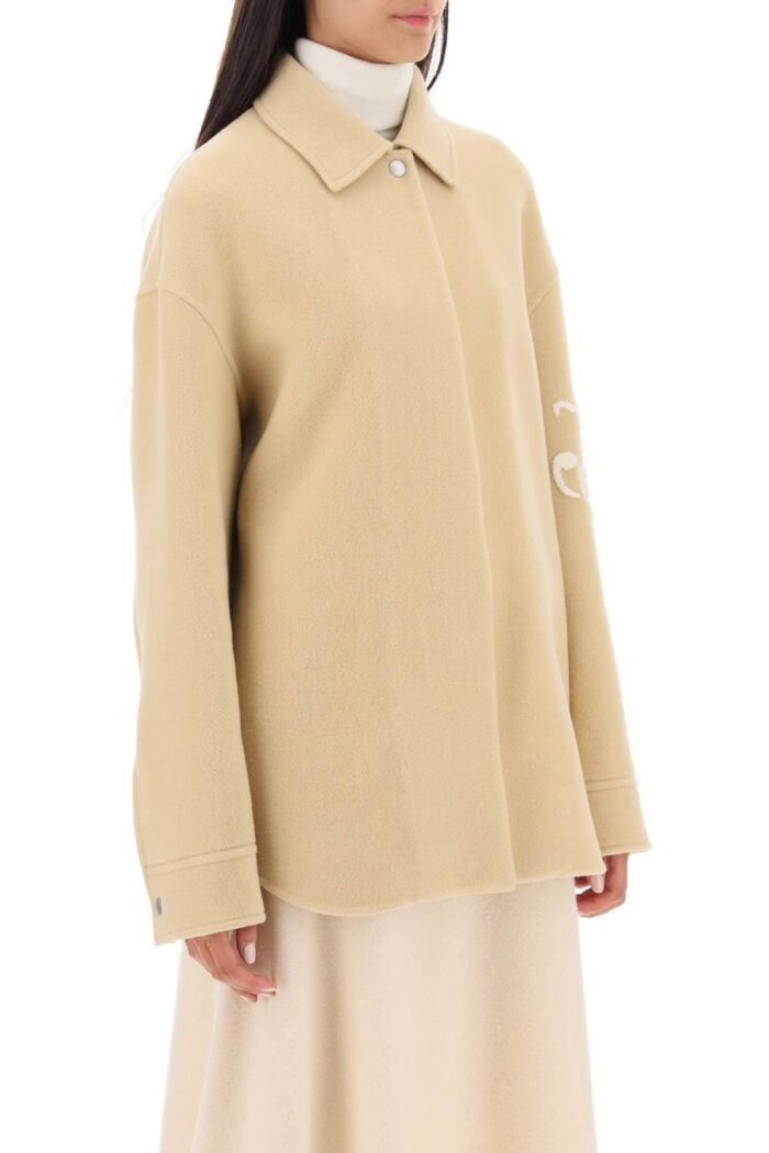 JIL SANDER Midi Car Coat With Logo Embroidery