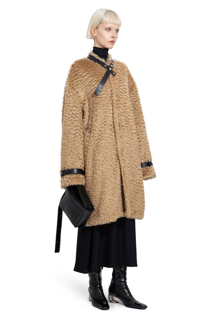 JIL SANDER Mohair Coat With Detachable Leather Neck Strap