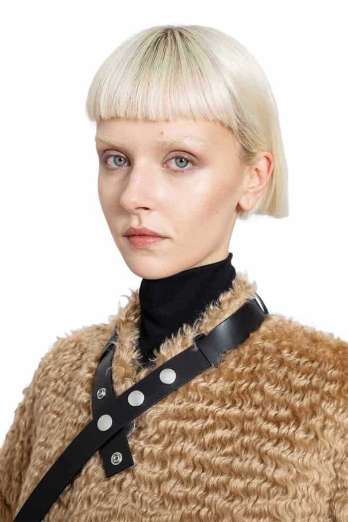 JIL SANDER Mohair Coat With Detachable Leather Neck Strap