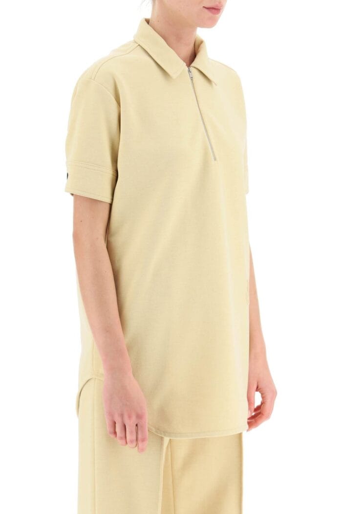 Jil Sander Polo Shirt With Half Zip And Monogram Embroidery