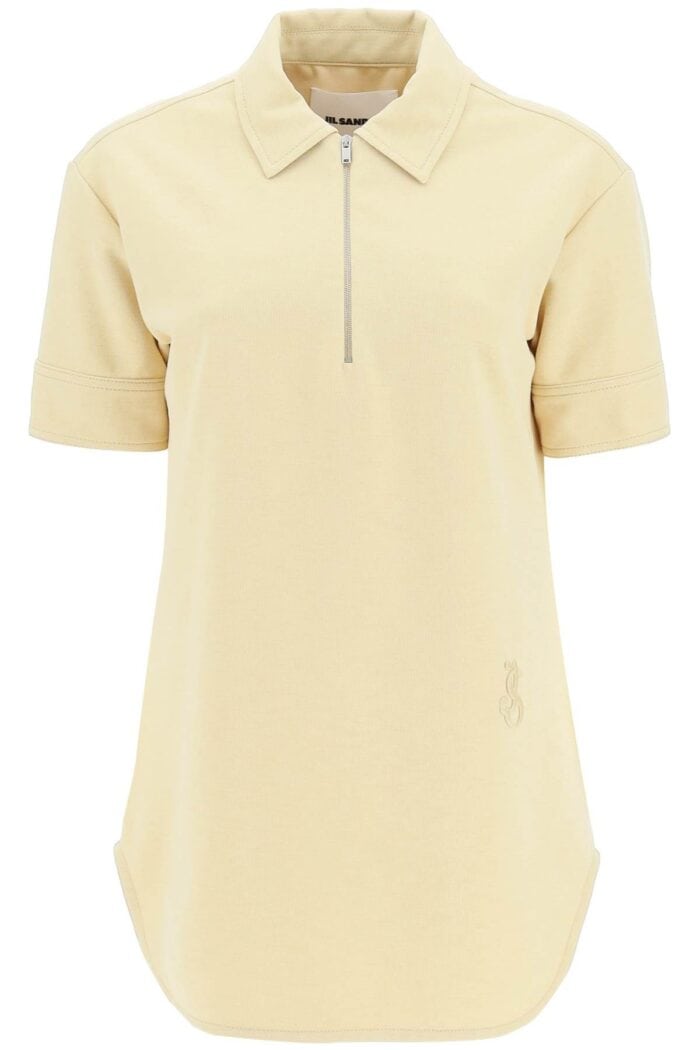 Jil Sander Polo Shirt With Half Zip And Monogram Embroidery