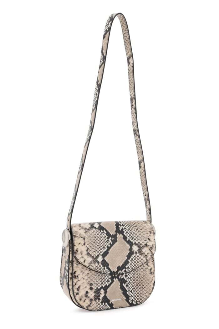 JIL SANDER Python Leather Coin Shoulder Bag With Textured Finish