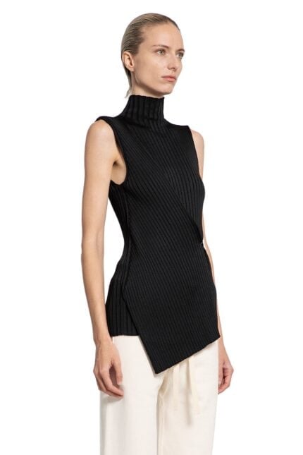 JIL SANDER Superfine Viscose Rib Knit Top