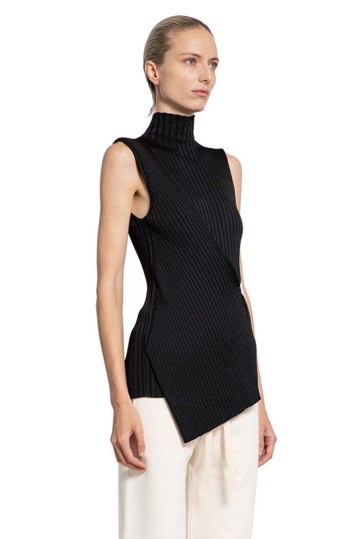 JIL SANDER Superfine Viscose Rib Knit Top