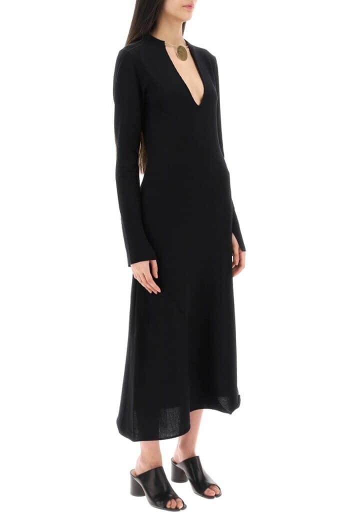 Jil Sander Wool Knit Midi Dress With Necklace