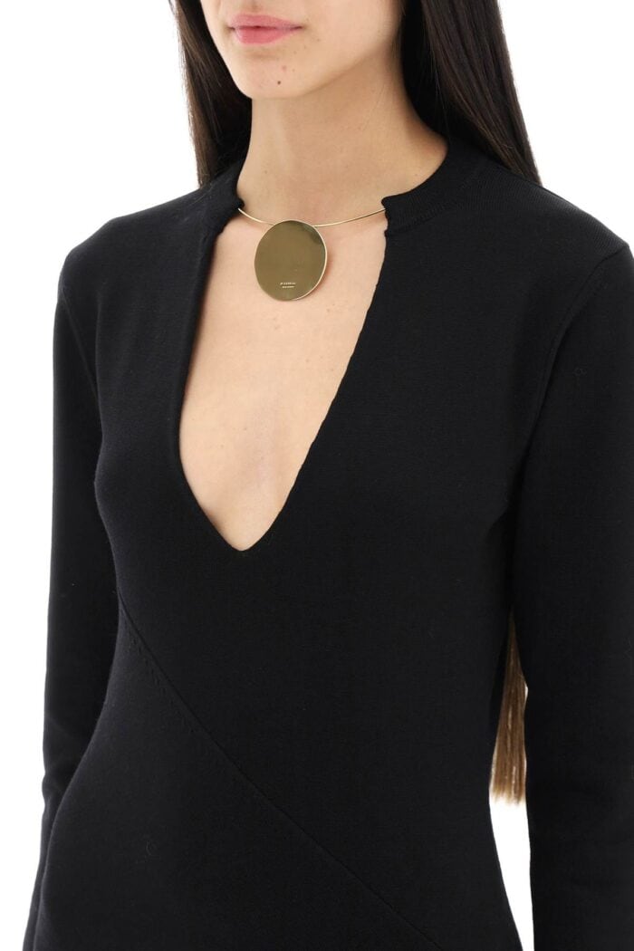 Jil Sander Wool Knit Midi Dress With Necklace