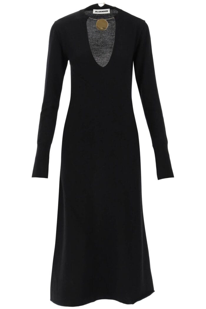 Jil Sander Wool Knit Midi Dress With Necklace