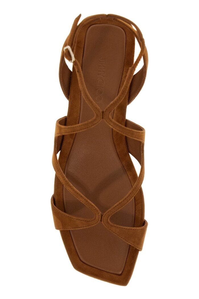 JIMMY CHOO Ayla Flat Suede Leather Sandals