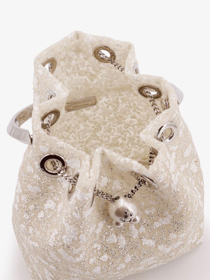 Jimmy Choo Bon Bon Mesh Bucket Bag With Micro Sequins