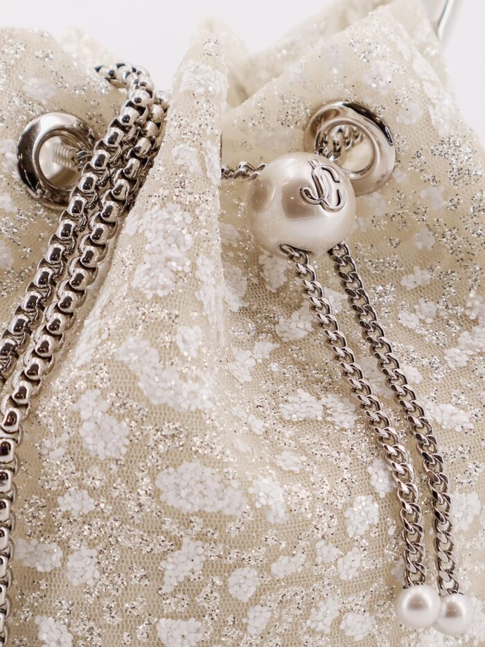 Jimmy Choo Bon Bon Mesh Bucket Bag With Micro Sequins