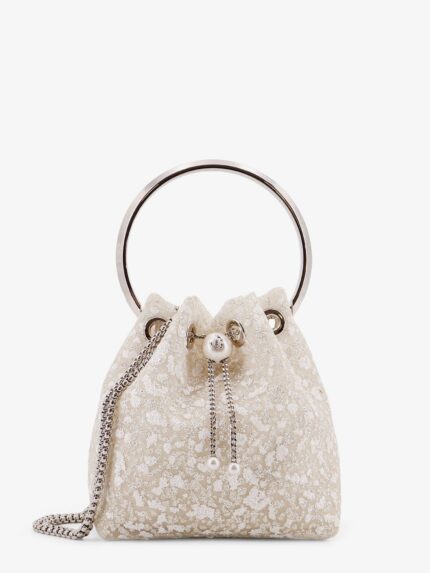 Jimmy Choo Bon Bon Mesh Bucket Bag With Micro Sequins