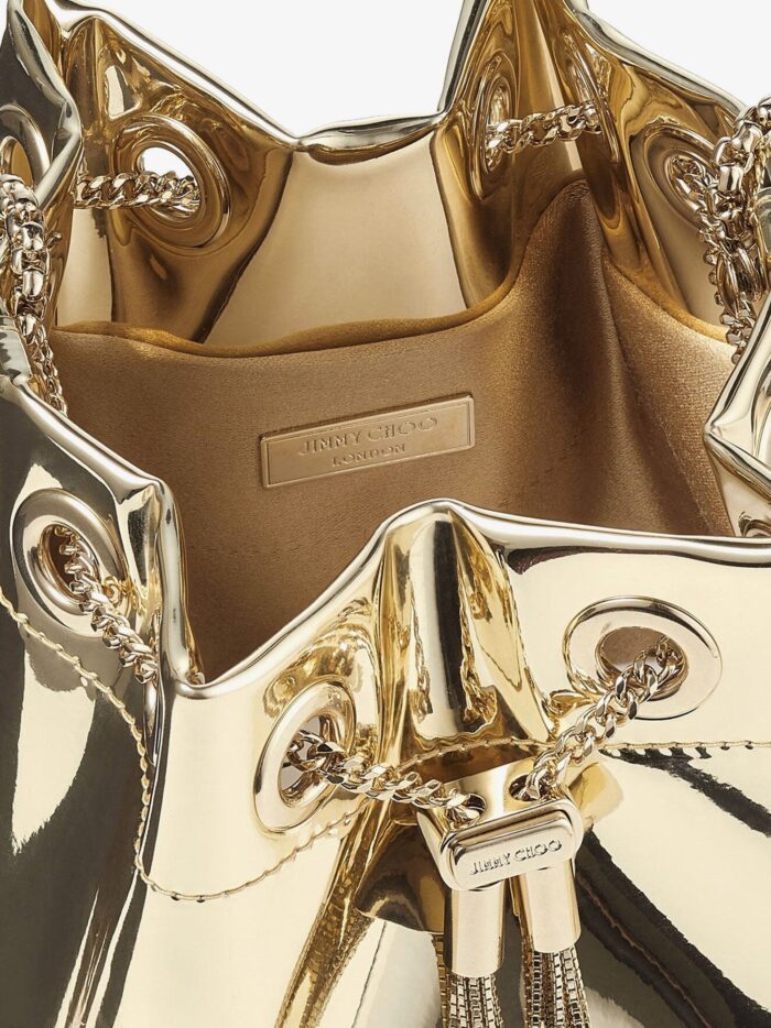 Jimmy Choo Bon Bon Metallic Leather Bucket Bag