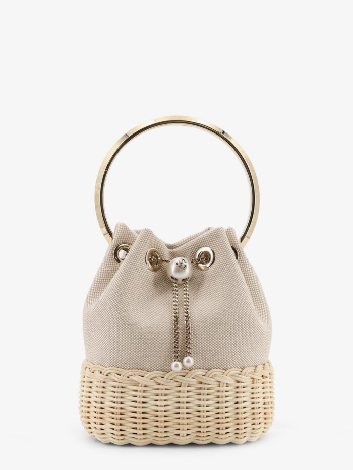 Jimmy Choo Bon Bon Raffia And Canvas Bucket Bag