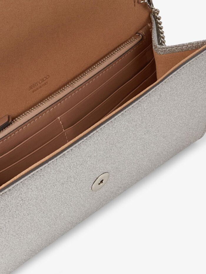 Jimmy Choo Emmie Leather Clutch In With Glitter Effect