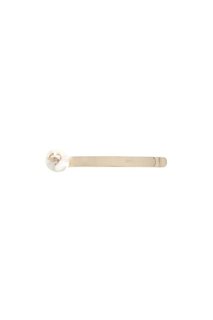 JIMMY CHOO Extended White Gold Metal Hair Clip