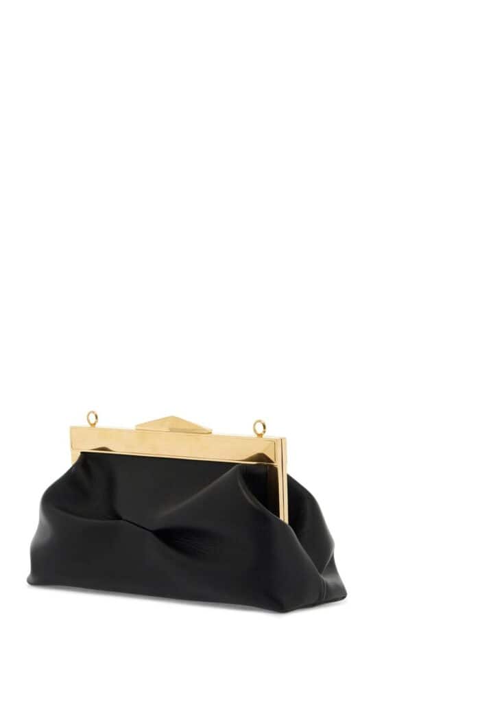 JIMMY CHOO Leather Diamond Frame Clutch