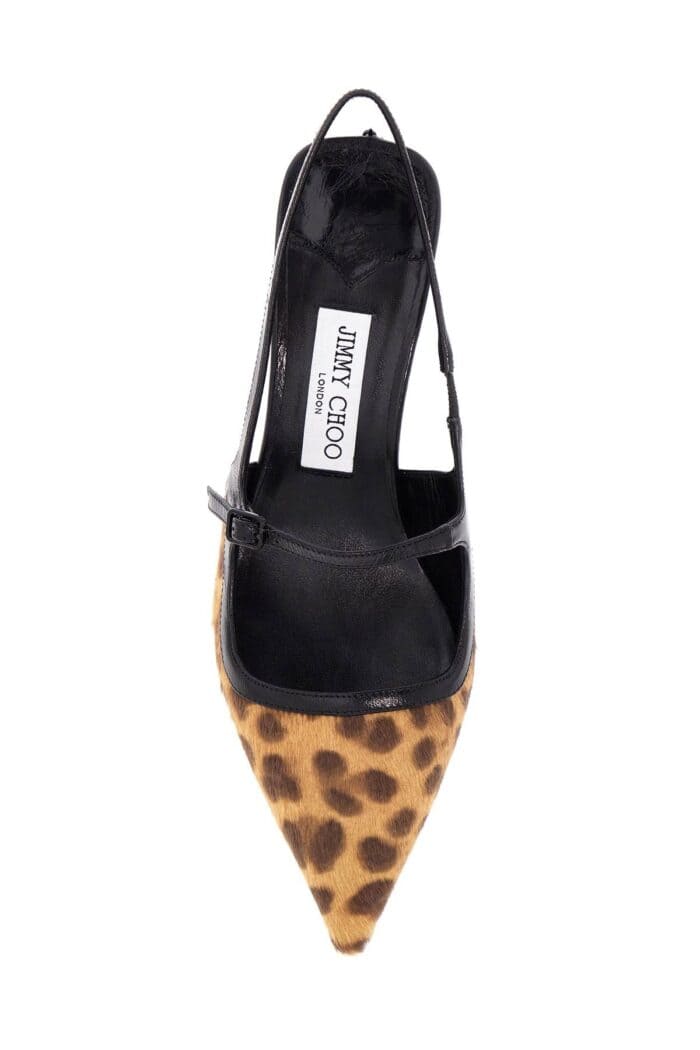 JIMMY CHOO Leopard Print Leather Pumps With 45mm Heel And Pointed Toe