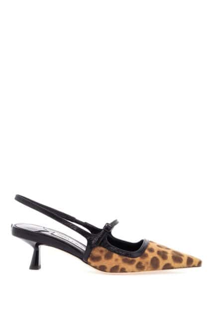 JIMMY CHOO Leopard Print Leather Pumps With 45mm Heel And Pointed Toe