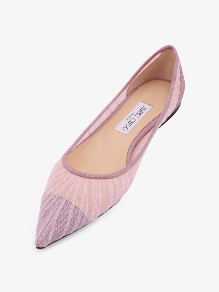 Jimmy Choo Love Flat Glittered Tulle Ballerinas
