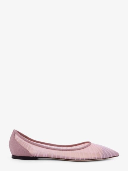 Jimmy Choo Love Flat Glittered Tulle Ballerinas