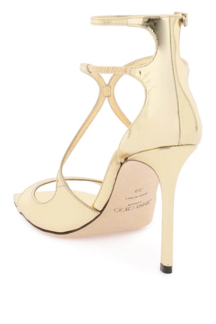 Jimmy Choo Metallic Leather Azia 95 Sandals - Image 1