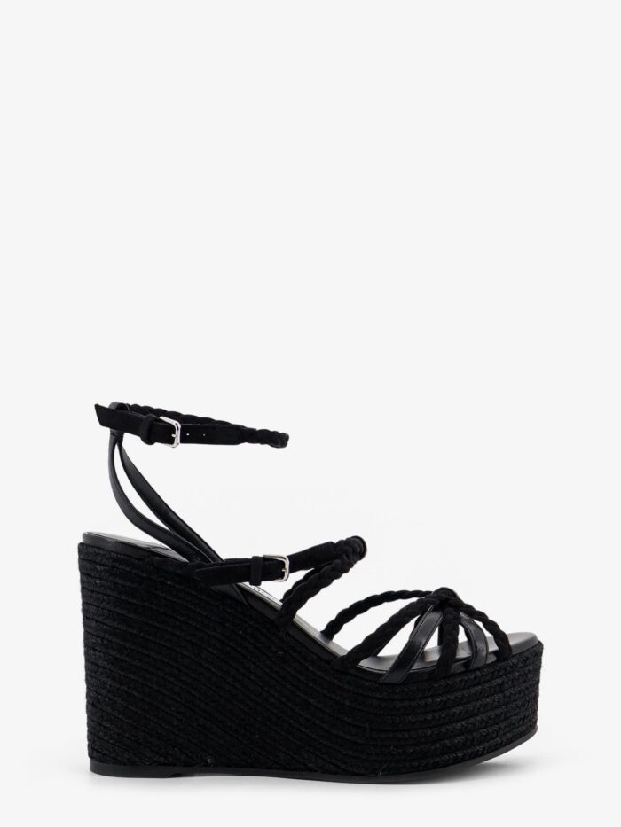 Jimmy Choo Nyra Leather And Raffia Sandals
