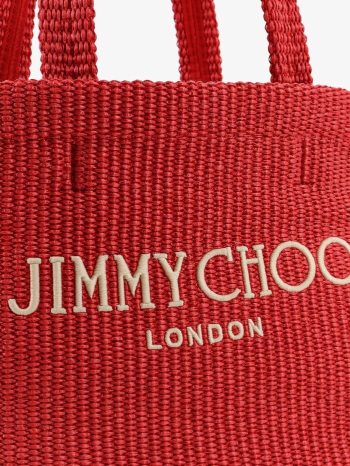 Jimmy Choo Raffia Shopping Bag With Lettering Logo On The Front