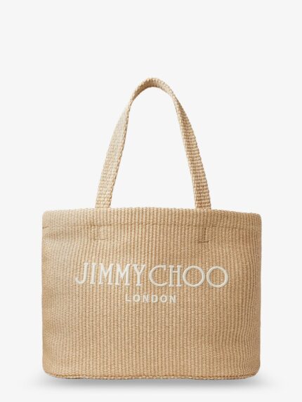 Jimmy Choo Raffia Shopping Bag With Lettering Logo On The Front