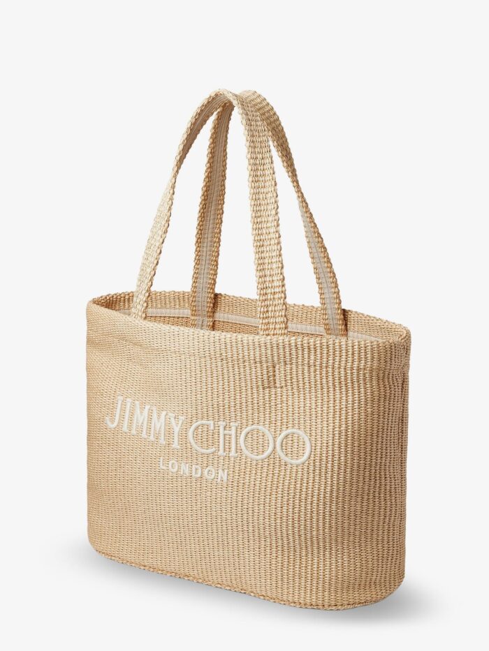 Jimmy Choo Raffia Shopping Bag With Lettering Logo On The Front