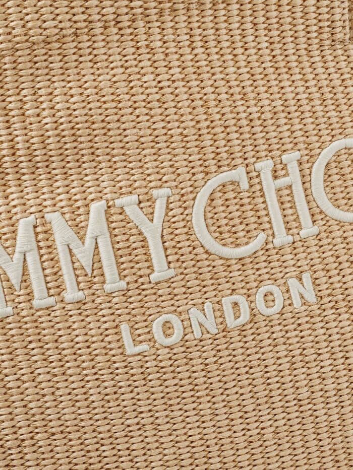 Jimmy Choo Raffia Shopping Bag With Lettering Logo On The Front