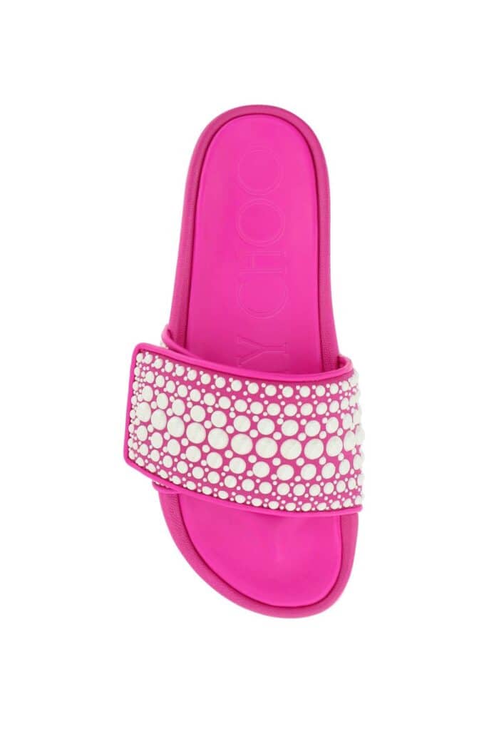 Jimmy Choo Rubber Slides With Pearls