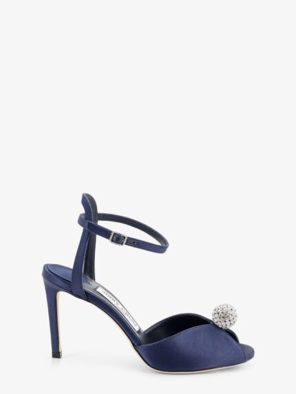 Jimmy Choo Sacora Satin Sandals With Crystal Detail